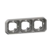 Support plaque encastré 3 postes horizontaux ou verticaux Plexo - Gris