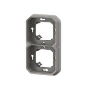 Support plaque encastré 2 postes horizontaux ou verticaux Plexo - Gris