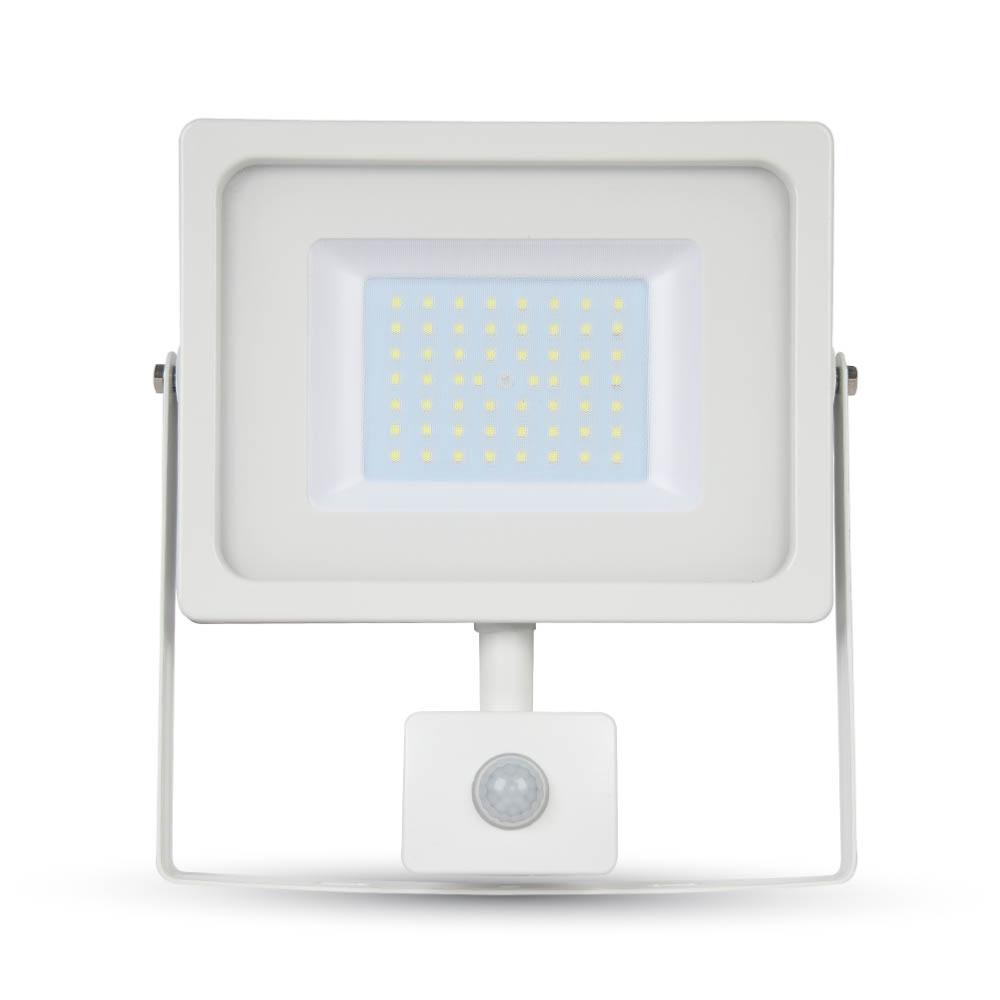 Projecteur LED à détecteur 50 W chassis blanc éclairage blanc neutre (4500° K)