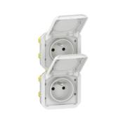 Double prise de courant prcble 2x2P+T verticale Plexo composable 16A - Blanc