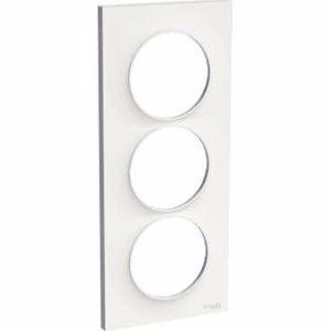 Odace Styl, plaque Blanc 3 postes verticaux entraxe 57mm