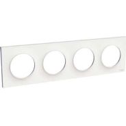 Odace Styl, plaque Blanc 4 postes horizontaux ou verticaux entraxe 71mm