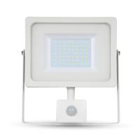 Projecteur LED à détecteur 50 W chassis blanc éclairage blanc froid (6000° K)