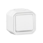 Poussoir NO lumineux tanche Plexo 10A fixation saillie - Blanc