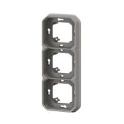 Support plaque encastré 3 postes horizontaux ou verticaux Plexo - Gris
