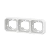 Support plaque encastré 3 postes horizontaux ou verticaux Plexo - Blanc