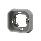 Support plaque encastré 1 poste Plexo composable - Gris