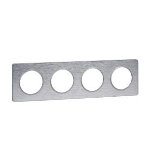 Odace Touch, plaque Aluminium brossé liseré Alu 4 post. horiz./vert. 71mm