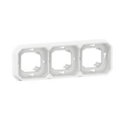 Support plaque encastré 3 postes horizontaux ou verticaux Plexo - Blanc